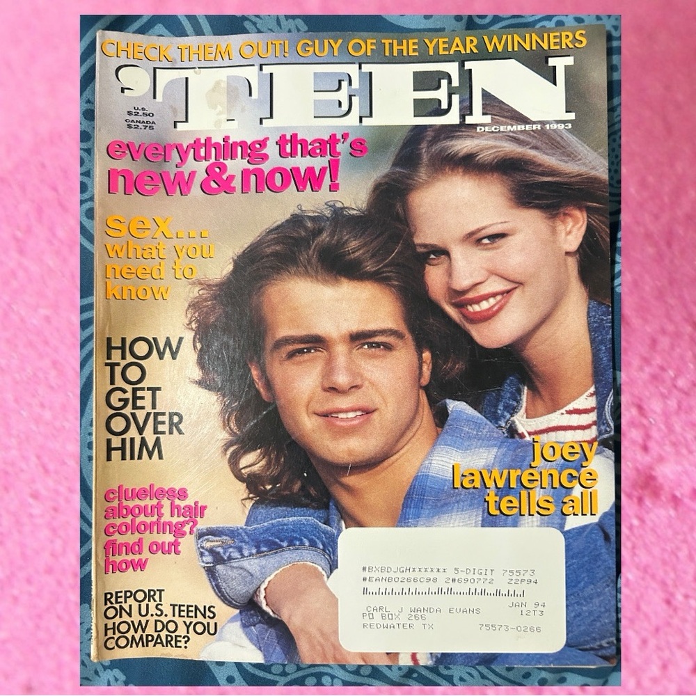 Teen Magazine December 1993 Joey Lawrence Tells All ~Liv Tyler ~ Niki Ta…